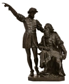 John Cassidy (American, 19th Century), A Monumental Bronze Grouping of John and Sebastian Cabot
