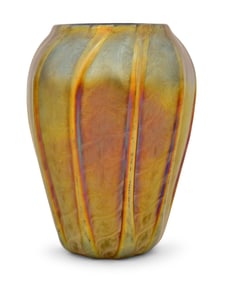 Tiffany Studios Decorated & Ribbed Vase, Special Order