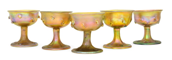 Tiffany Studios, Set of Five Favrile Glass Sherbets
