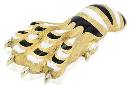 Enrico Serafini 18K Yellow Gold & Enamel Egyptian Revival Claw Brooch