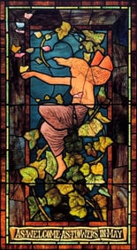 American Leaded Glass Window, "As Welcome As Flowers In May"
