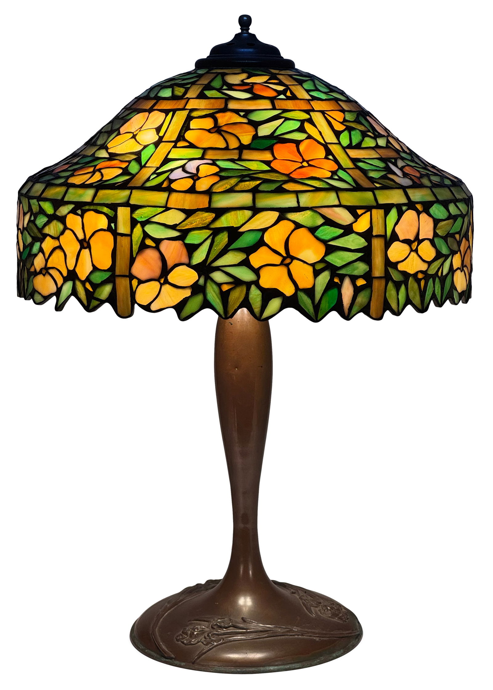 Unique Art Glass & Metal Co. Floral Trellis Table Lamp (1 of 7)