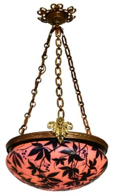Michel, Nancy, Cameo Glass & Gilt Bronze "Leaf & Vine" Chandelier