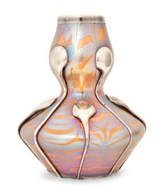 Loetz Decorated Vase with Applied Silver Tendrils