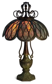 Suess Ornamental Glass Co. Overlay Table Lamp