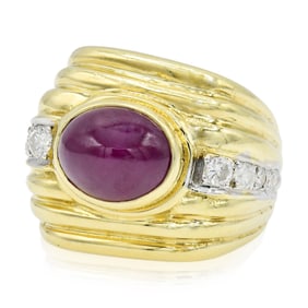 18K Yellow Gold, Ruby & Diamond Ring