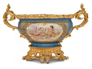 French Sèvres Gilt Bronze-Mounted Porcelain Centerpiece