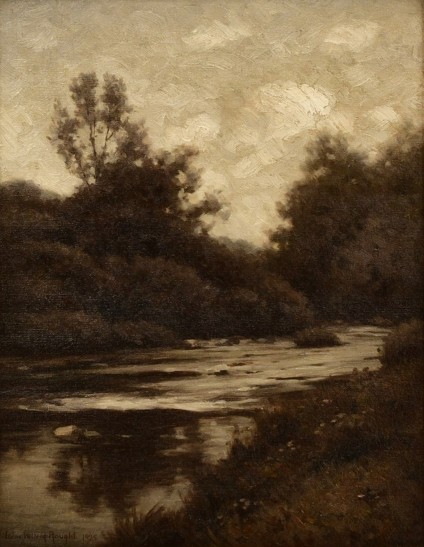 John Willard Raught (American, 1857-1931), Landscape: John Willard Raught(American, 1857-1931)Landscapeoil on canvassigned and dated "John Willard Raught, 1925" (lower left)17 1/2 x 13 1/2 inches (sight)21 1/4 x 17 1/4 inches (frame)Provenance: