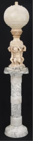 Italian Carved Alabaster Lamp on Pedestal