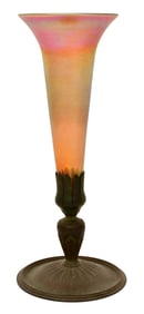 Tiffany Studios Favrile Glass & Bronze Trumpet Vase