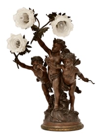 Jean-Louis Gregoire (French, 1840-1890), Sculptural Lamp with Cherubs