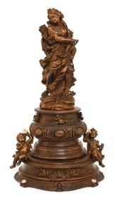 Italian Carved Walnut Grouping of a Woman & Cherubs