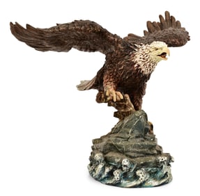 A Polychrome-Painted Bronze Sculpture of an Eagle