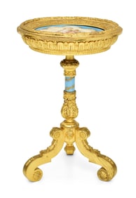 French Carved Giltwood Stand with Royal Vienna Porcelain Top