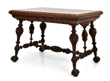 Merklen Brothers Mahogany One-Drawer Library Table