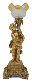 French Louis XV-Style Gilt Bronze Figural Lamp