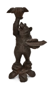 Black Forest Carved Wood Bear Plant Stand