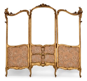 French Carved Giltwood Dressing Screen
