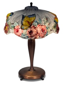 Pairpoint Puffy "Butterfly & Rose" Table Lamp