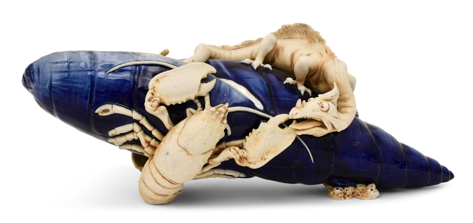 Royal Dux, Bohemia, Porcelain Shell-Form Centerpiece with a Lobster and Dragon (1 of 8)