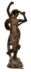 Charles Ernest Dagonet (French, 1856-1926), "La Nuit" Bronze Sculpture