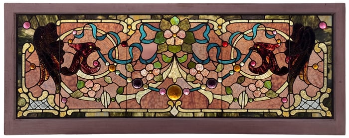 American "Jeweled" & Leaded Glass Window