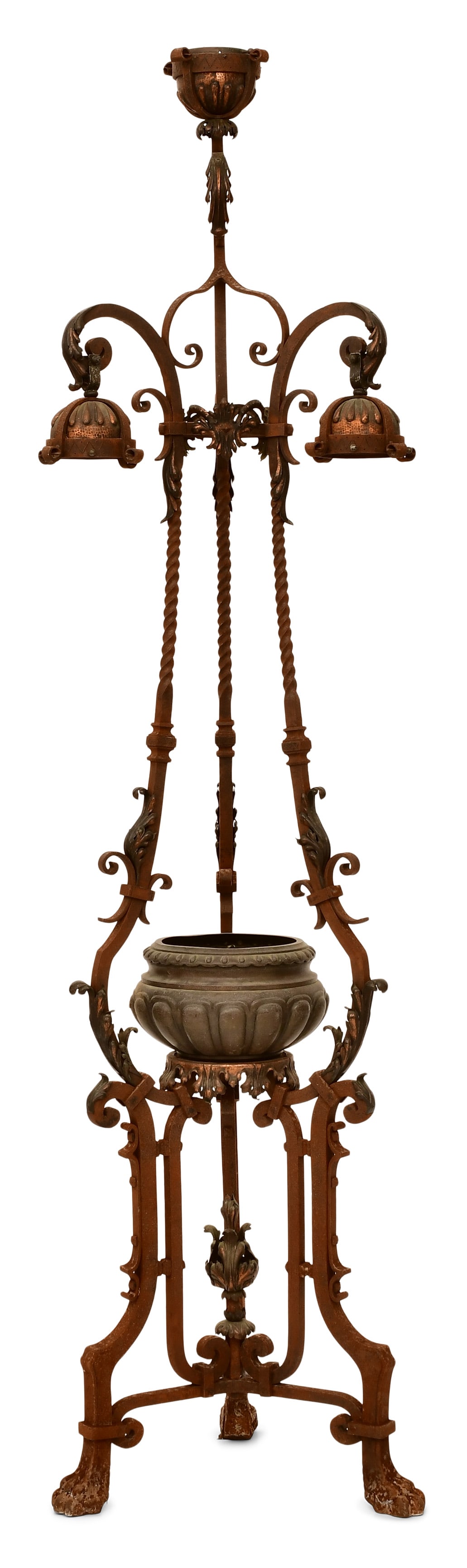 A Large Wrought Iron & Copper Three-Light Planter (1 of 5)