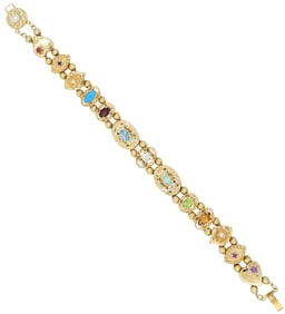 14K Yellow Gold & Gemstone Slide Chain Bracelet