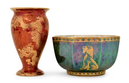 Wedgwood Fairyland Lustre Vase & Bowl with Dragons, Daisy Makeig-Jones (English, 1881-1945)