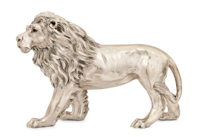 Gold Line Silver Figure of a Lion