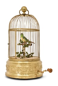 A Large French Singing Bird Automaton with Cage