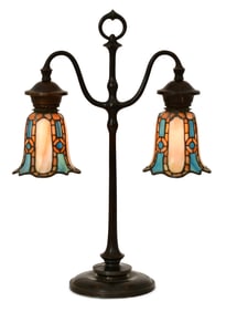 Suess Ornamental Glass Co. Double Student Lamp