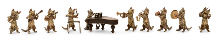 Viennese Cold-Painted Bronze Cat Band