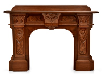 Renaissance Revival Walnut Fireplace Mantel