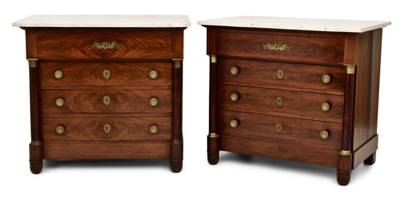 Pair of French Empire Mahogany Commodes