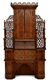 Gothic Revival Tramp Art Secretary Desk