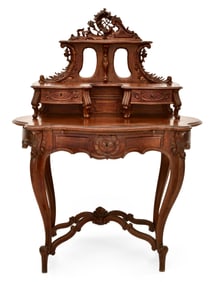 French Rococo Revival Walnut Desk