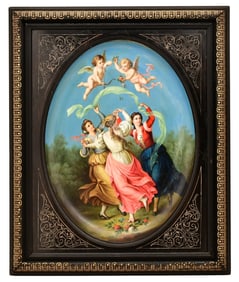 Royal Vienna Porcelain Plaque of Woman & Cherubs, "Tanz"