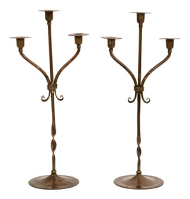 Roycroft (New York, 1895-1938), Pair of Three-Light Candelabra