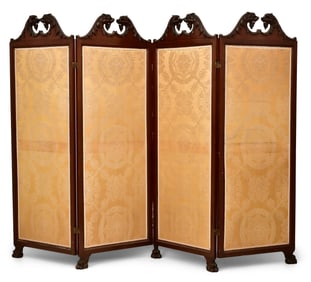 American Figural Carved Mahogany Dressing Screen