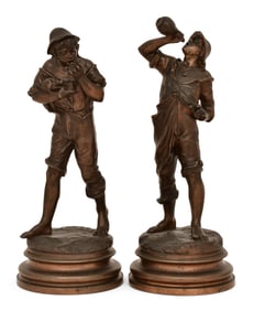 Auguste Louis Lalouette (French, 1826-1883), Two Sculptures of a Man and Woman, Retailed by Tiffany