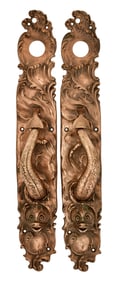 Pair of American Gilt Bronze Dolphin Door Handles