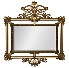 Art Nouveau Carved & Gilded Wood Mirror