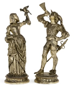 Antonin Moine (French, 1796-1849), Two Bronze Sculptures of a Man and Woman