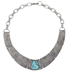 Sterling Silver & Turquoise Navajo Collar Necklace