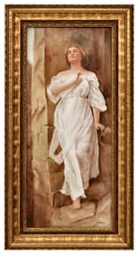 Limoges Porcelain Plaque of a Robed Woman