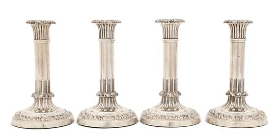 Four English Sterling Silver Candlesticks