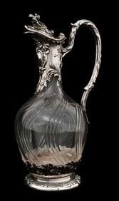 English Silver & Cut Glass Ewer