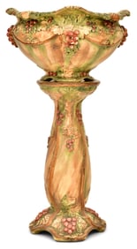Weller Pottery "Grapevine" Jardiniere & Pedestal