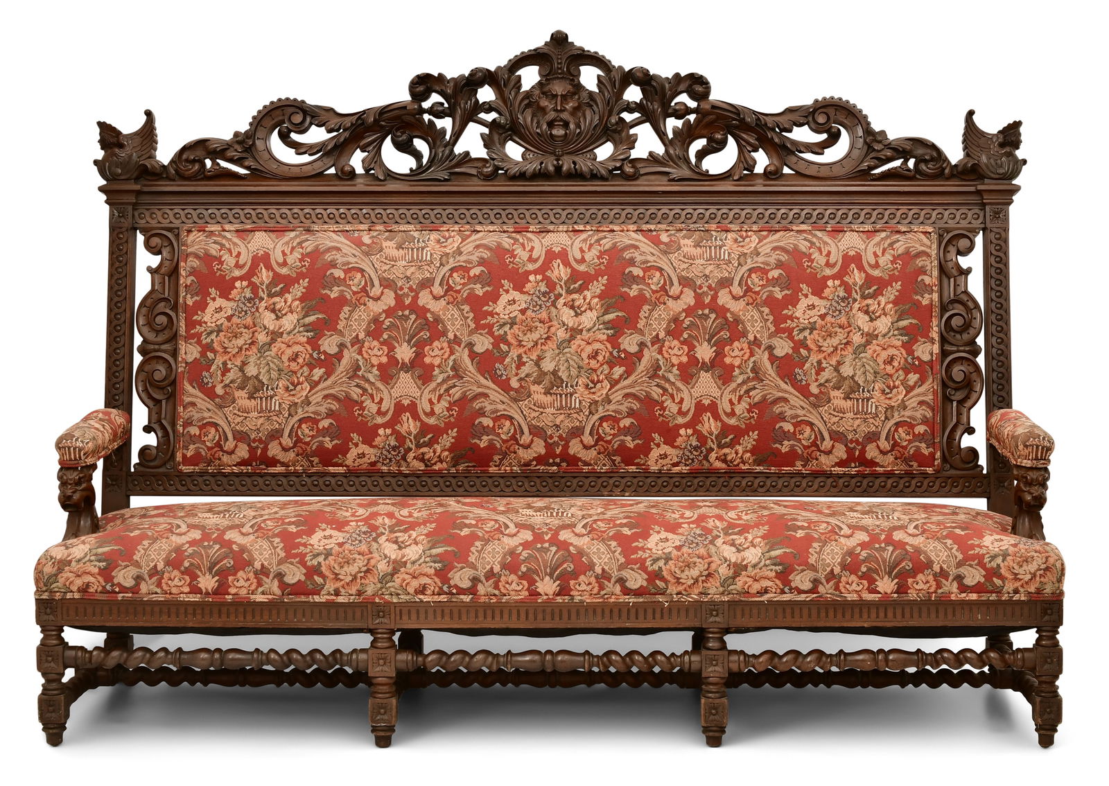 A Monumental Continental Carved Walnut Sofa (1 of 6)